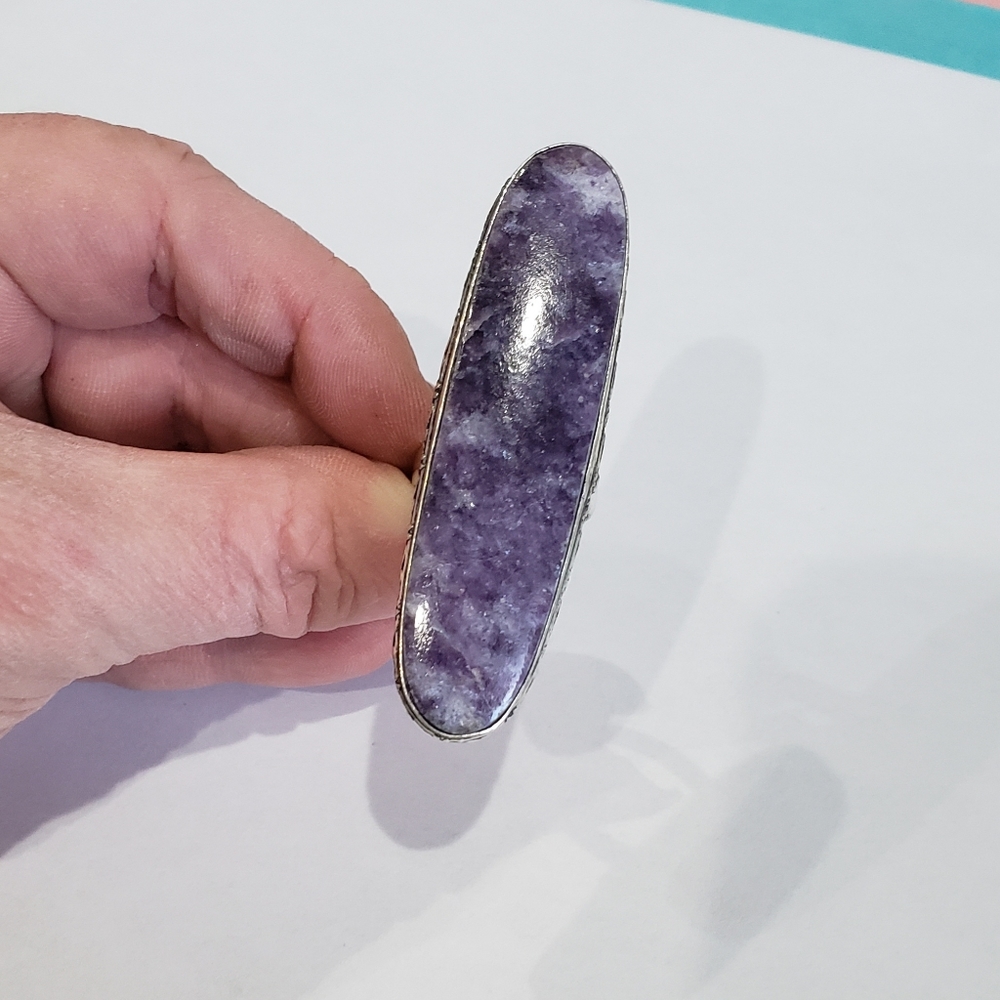 Lepidolite Gemstone, 925 Silver Ring - image 3